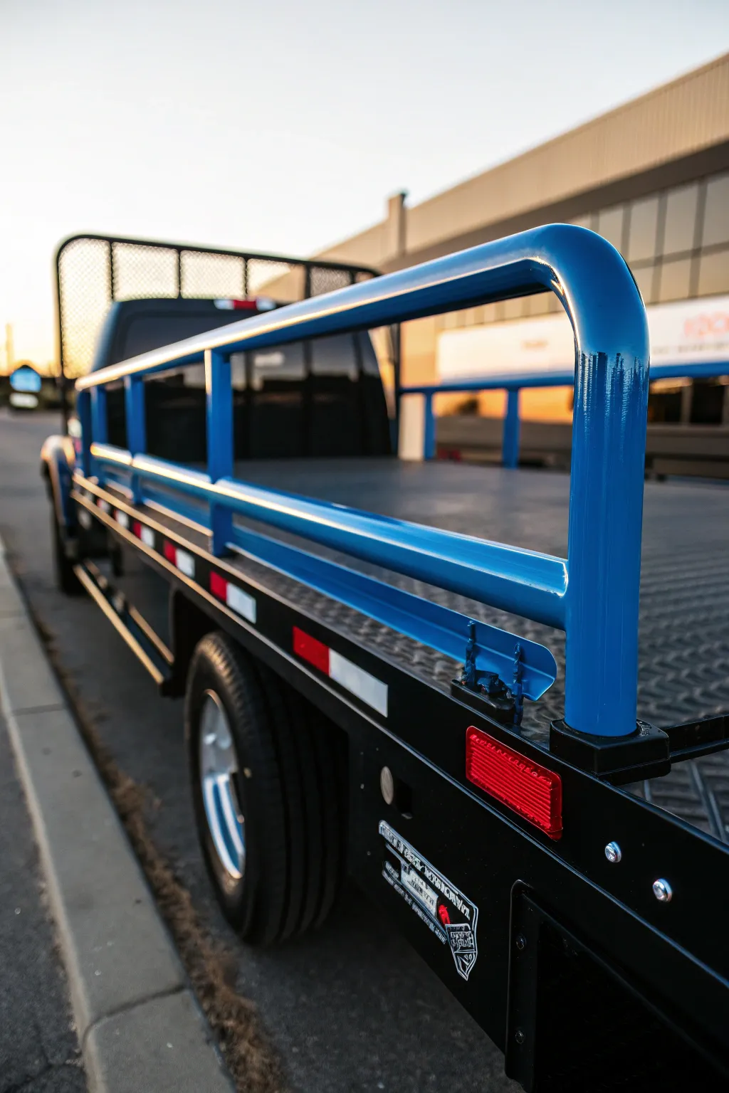 Stand out on the road with bold color accents on your flatbed truck rails.
