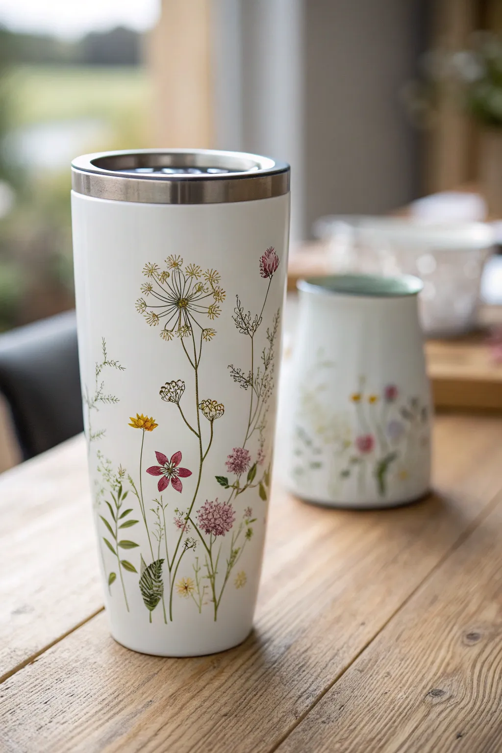 Carry a piece of nature with you: a miniature garden blooms on your tumbler. 🌸✨ #ScandiBoho #FlowerTumbler