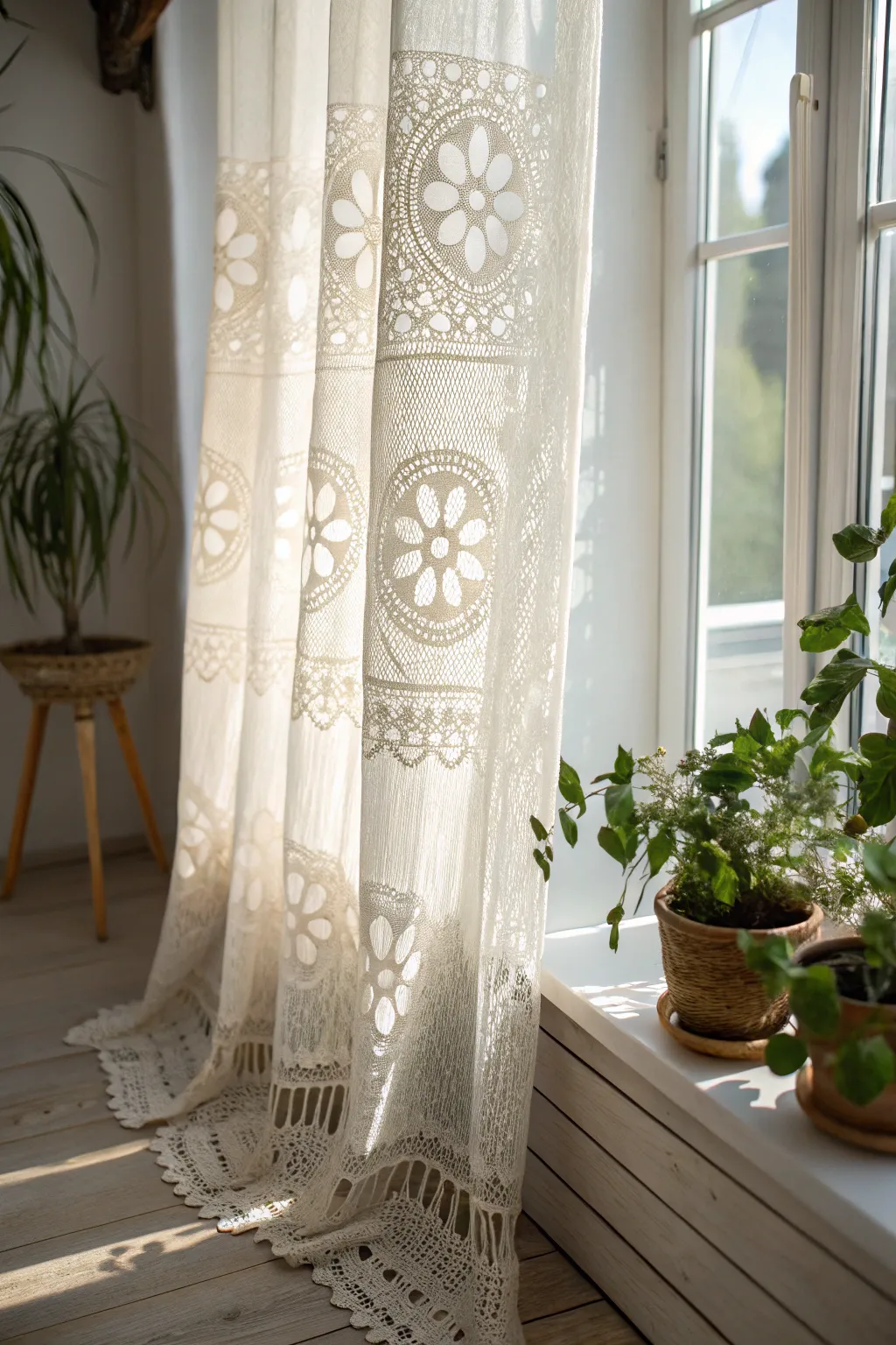 Soft & Charming: Add a touch of romance with a delicate lace curtain.