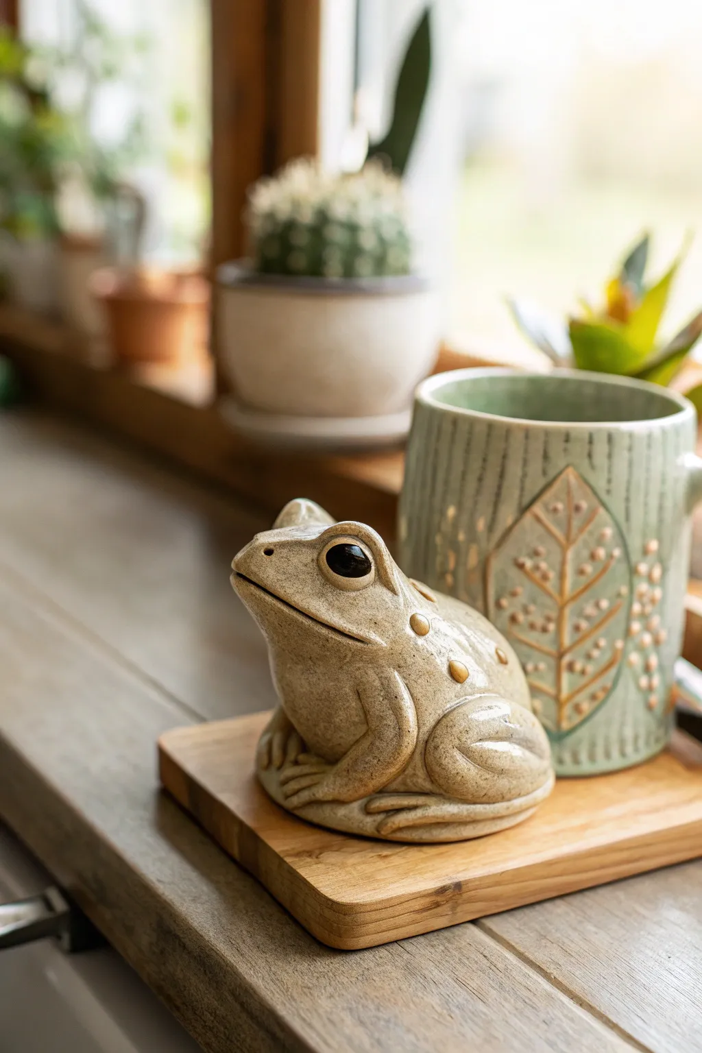 Add a touch of whimsy and elegance to your mornings with this charming frog mug holder.