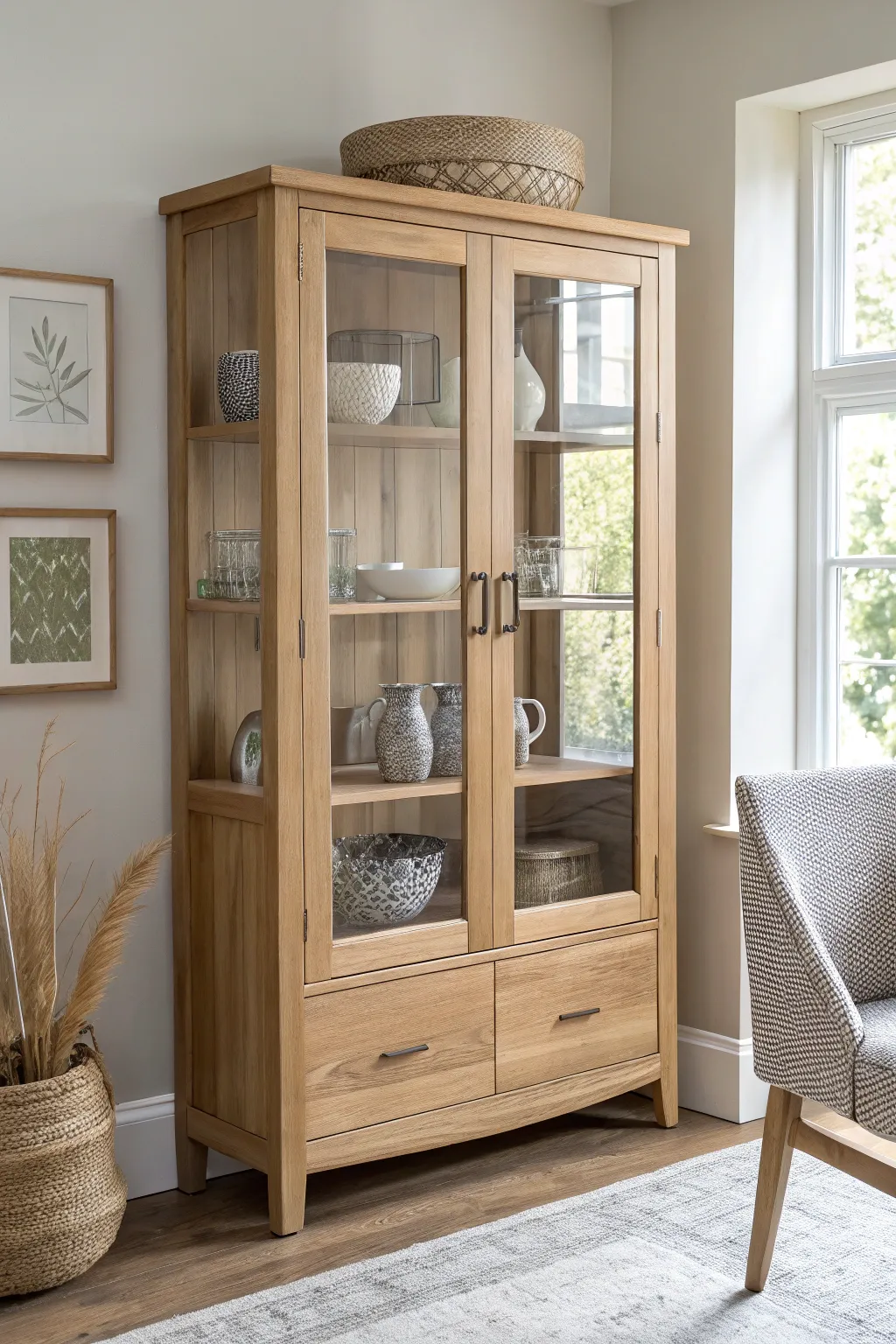 Transform your furniture with glass front glamour – where modern meets boho chic!