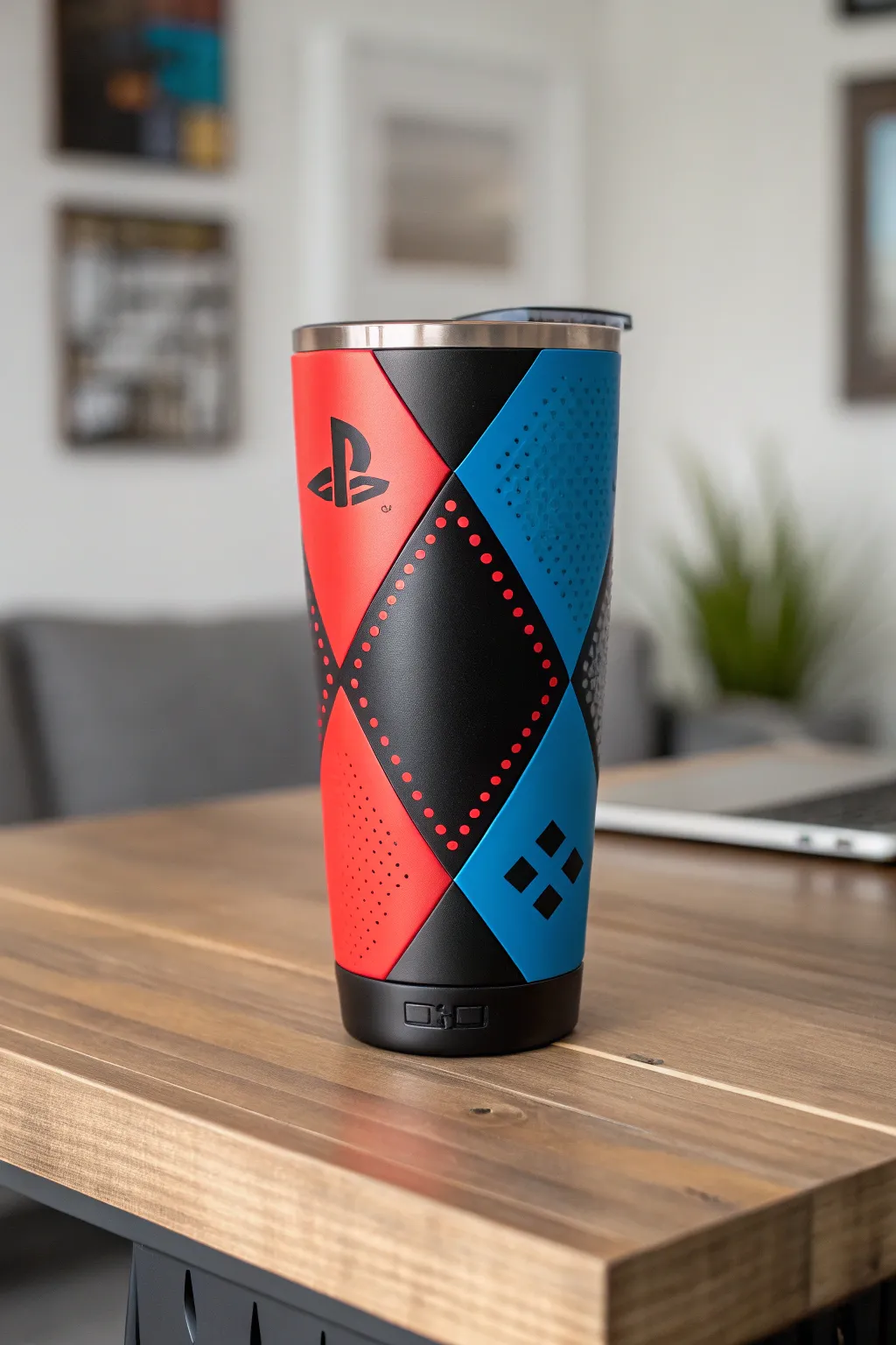 Elevate your gamer style with this bold and dynamic tumbler design.