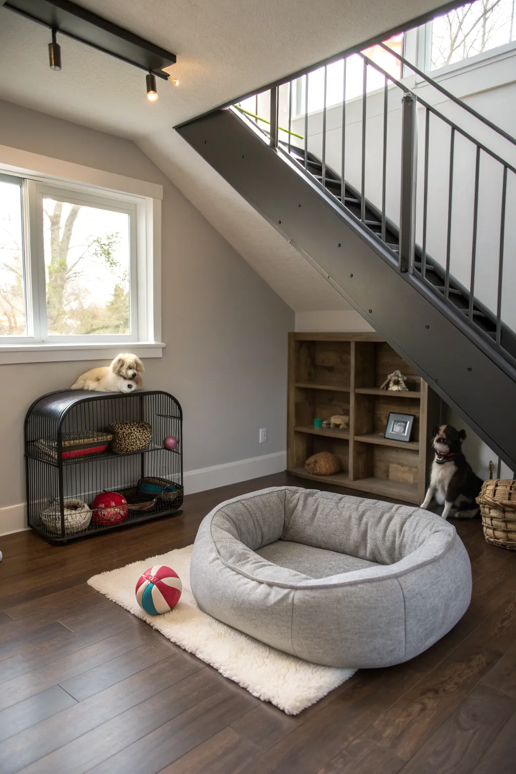 Transform your garage mezzanine into a chic pet paradise that your furry friends will adore!