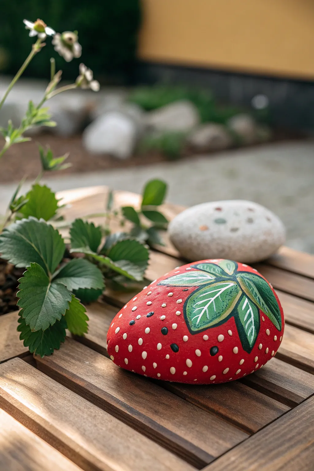 Bring a touch of whimsy to your garden with handcrafted fruit rocks!