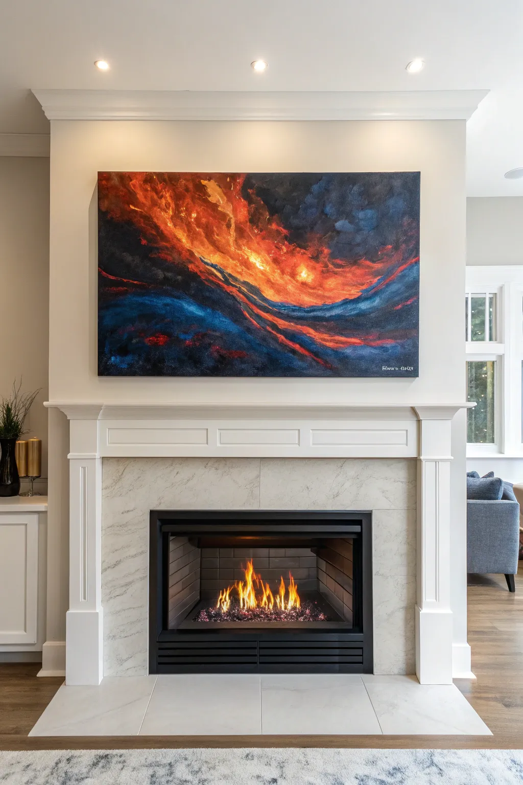 Transform your space with a bold statement piece above your fireplace.