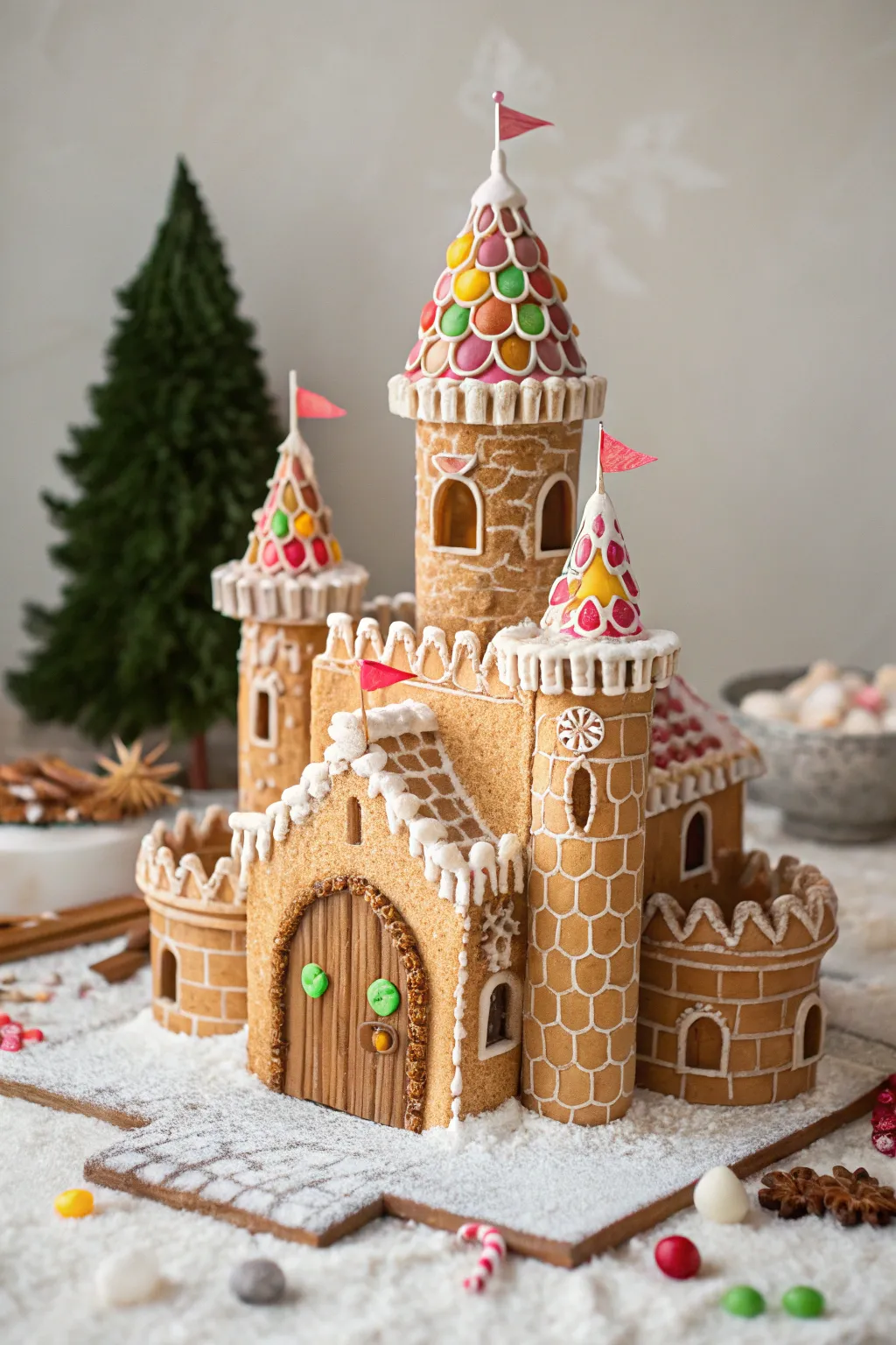 Step into a world of sweet enchantment with this magical gingerbread fortress.