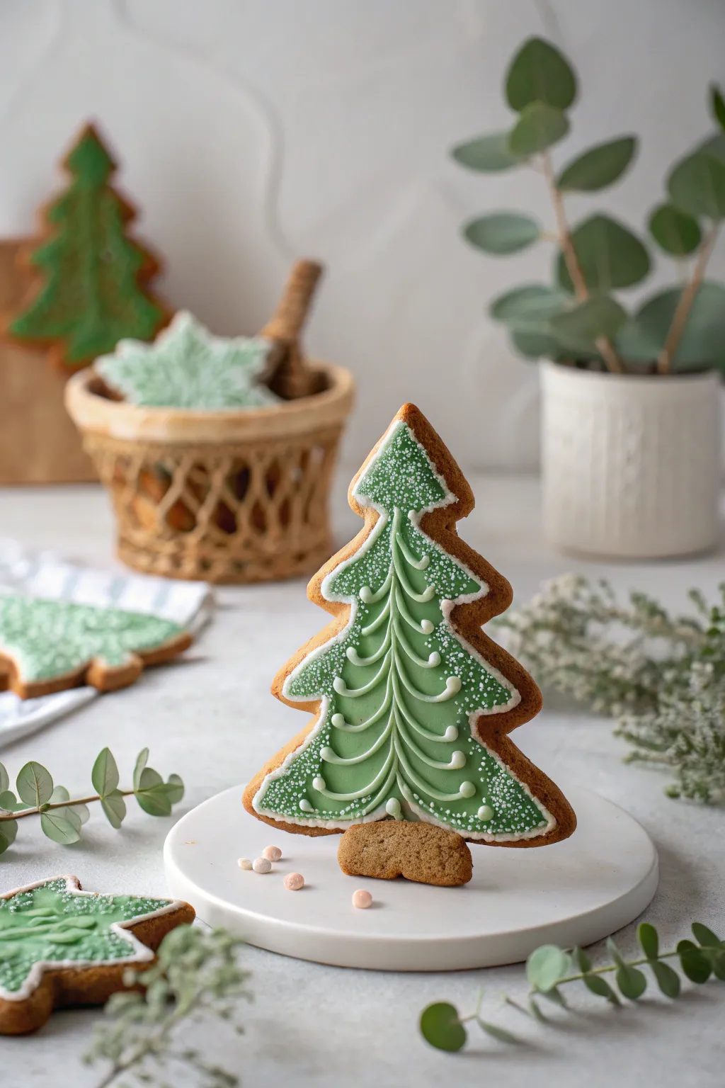 Step into a whimsical world with this enchanting gingerbread forest creation.
