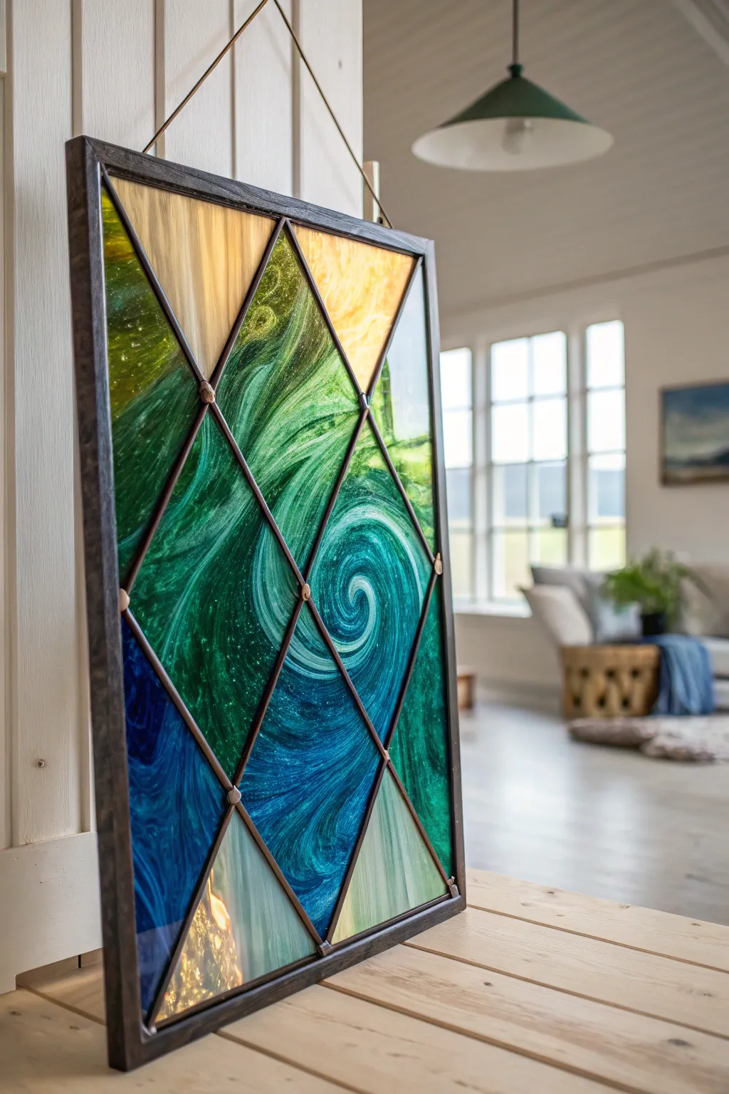 Infuse your space with the vibrant hues of stained glass resin art, where craftsmanship meets minimalist elegance.
