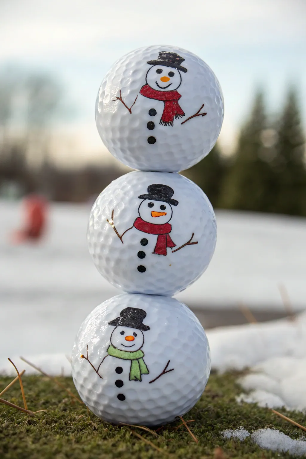 Transform your golf balls into charming snowmen for a touch of indoor winter magic.
