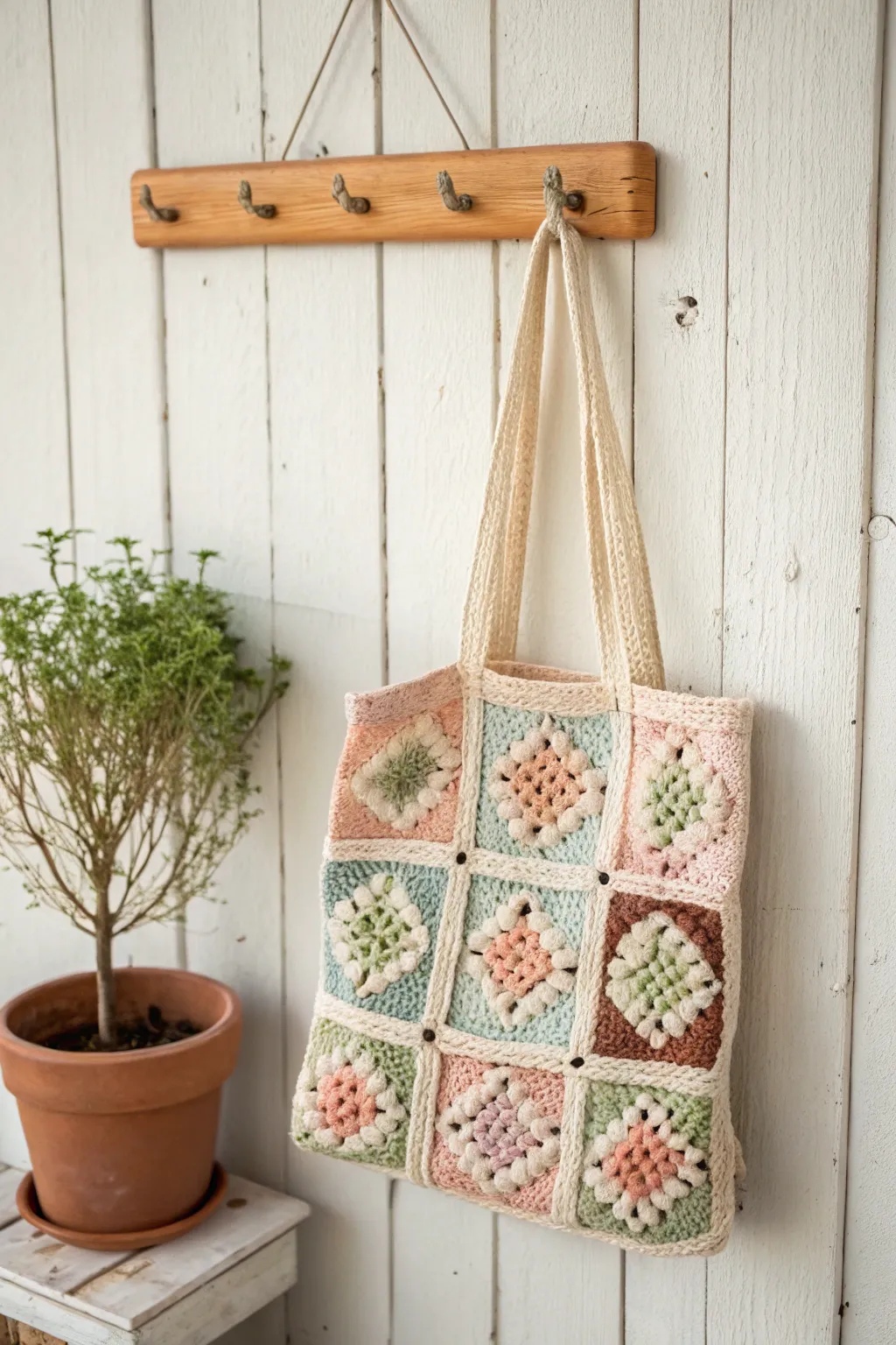 Embrace sustainable fashion with this charming upcycled granny square bag, where past textiles find new life in a boho-chic style.