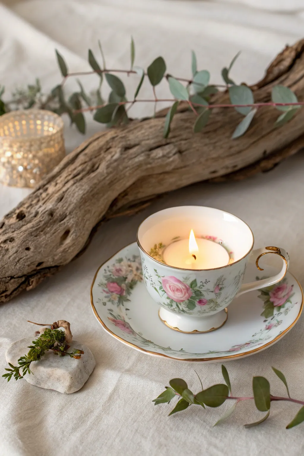 Illuminate your space with charming, handcrafted candle holders made from vintage teacups—where uniqueness meets elegance.