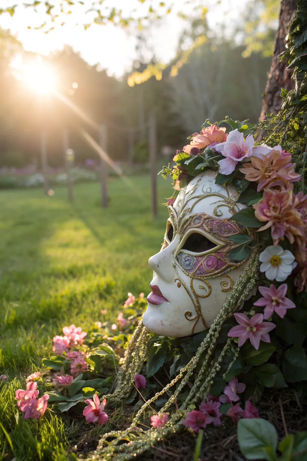 A flower fairy mask offers a whimsical and enchanting Halloween option.