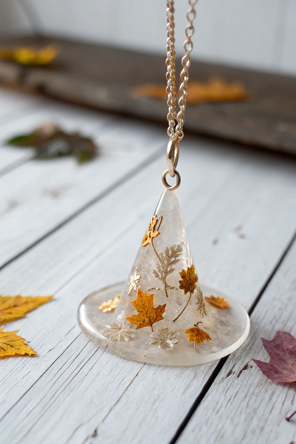 Enchant your style with this handcrafted Halloween resin pendant, where minimalist elegance meets magical charm.