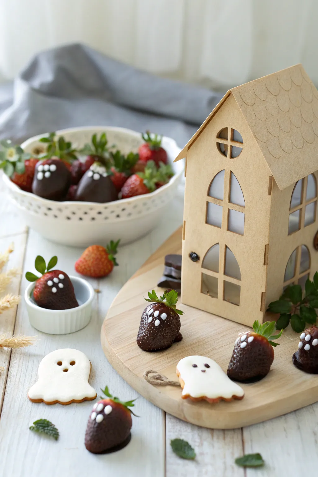 Embrace the spooky charm of Halloween with these enchanting haunted house strawberries!