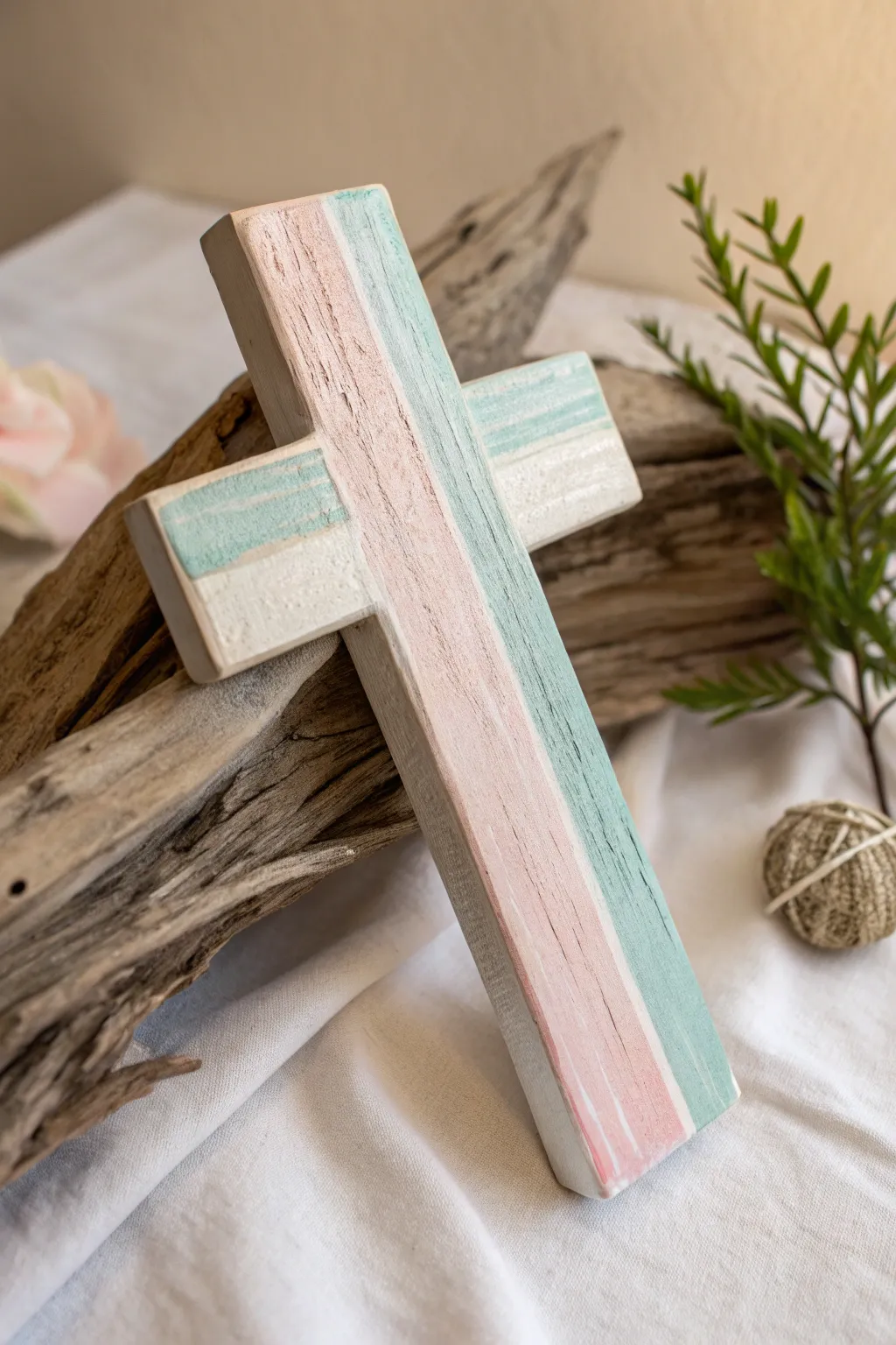 Discover the art of texture with this hand-painted wooden cross, where simplicity meets natural beauty.