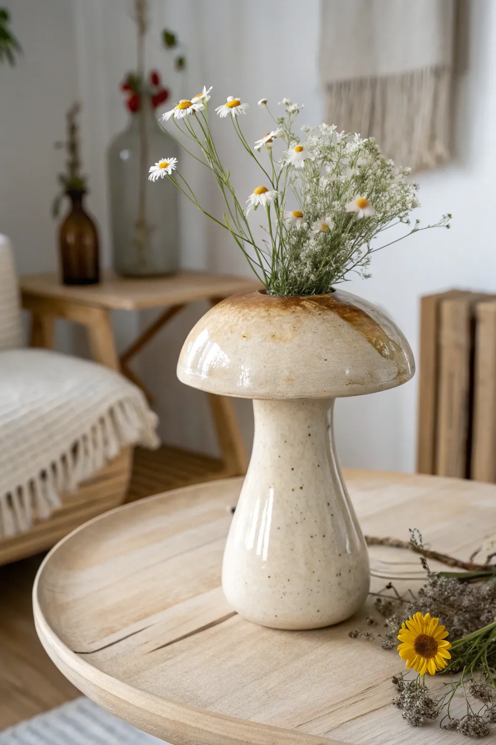 Embrace nature's elegance with this handcrafted ceramic mushroom vase—a perfect blend of minimalist design and bohemian charm.