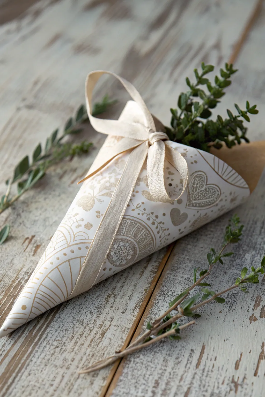 Elevate your gift-giving with artisanal cone wrapping, where simplicity meets natural elegance.