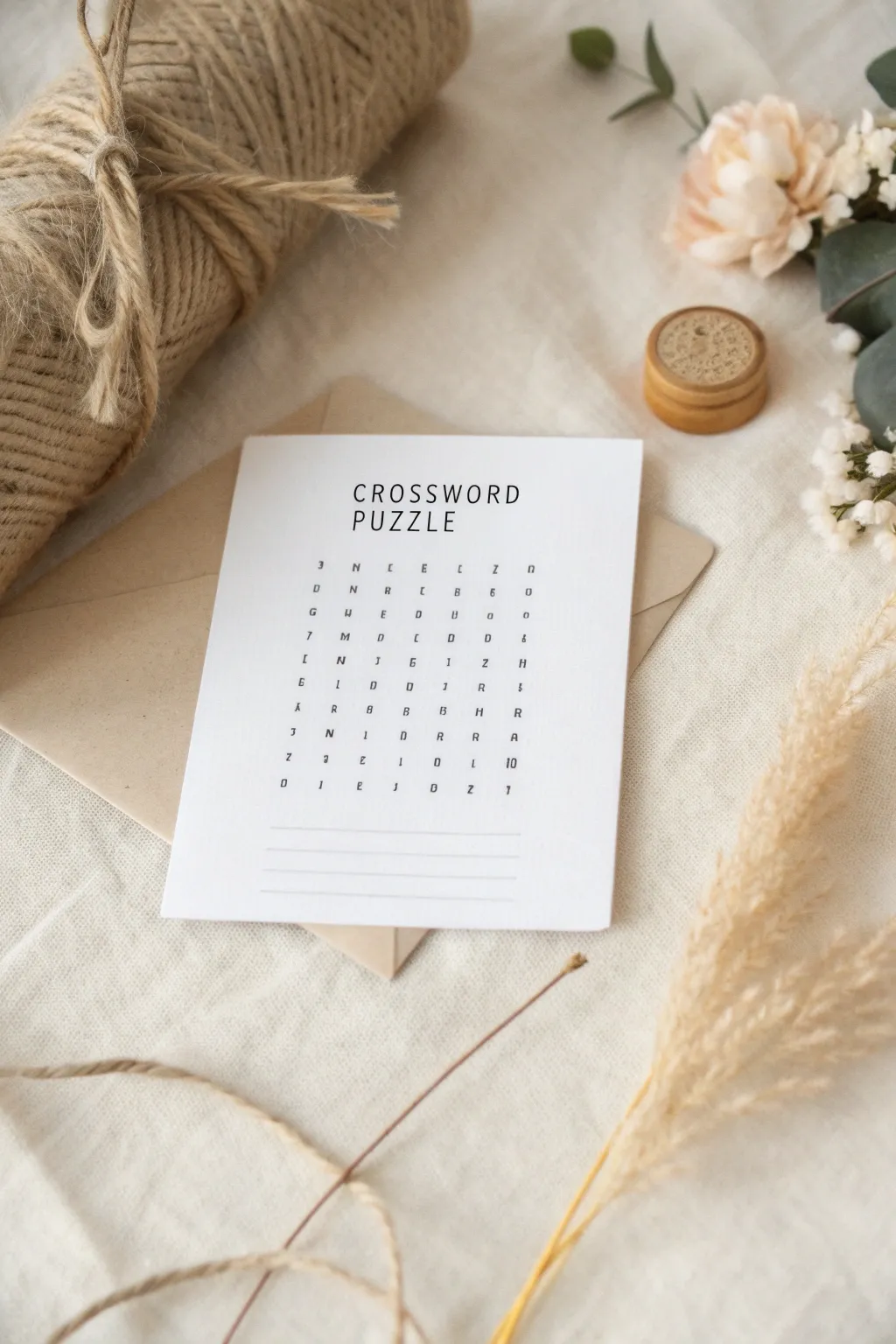 Engage and delight with a handcrafted crossword postcard, where simplicity meets playful elegance.