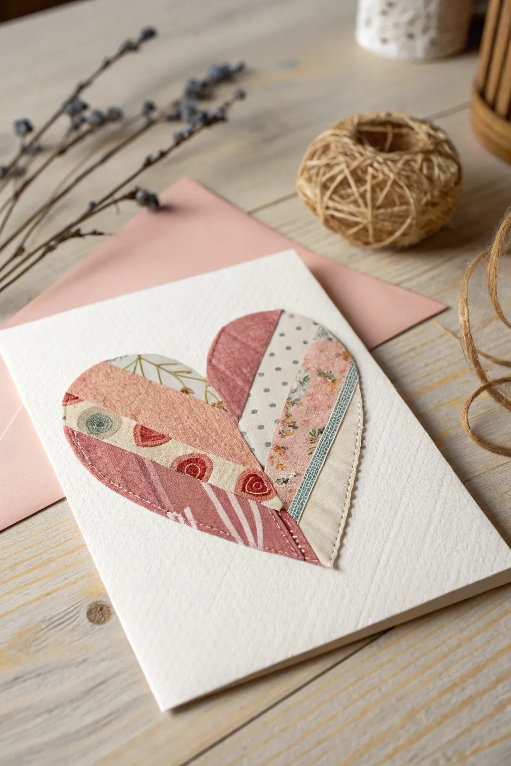 Craft a heartfelt message with a charming fabric touch—perfect for a minimalist and boho-inspired Valentine.