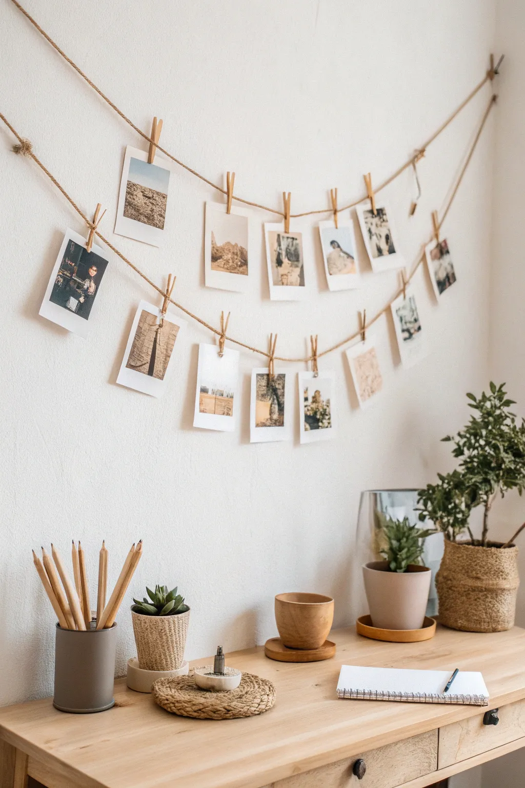 Inspire your space with a dynamic zig-zag photo display that keeps creativity flowing.