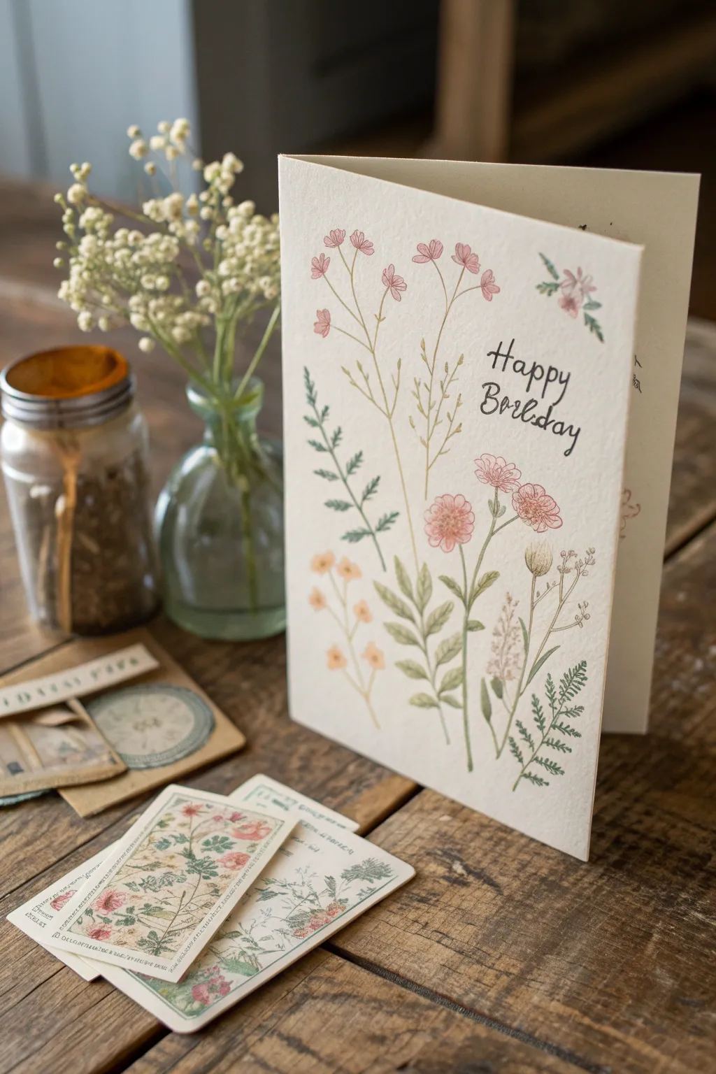 Embrace nostalgia with a vintage-inspired birthday card, where simplicity meets timeless beauty.