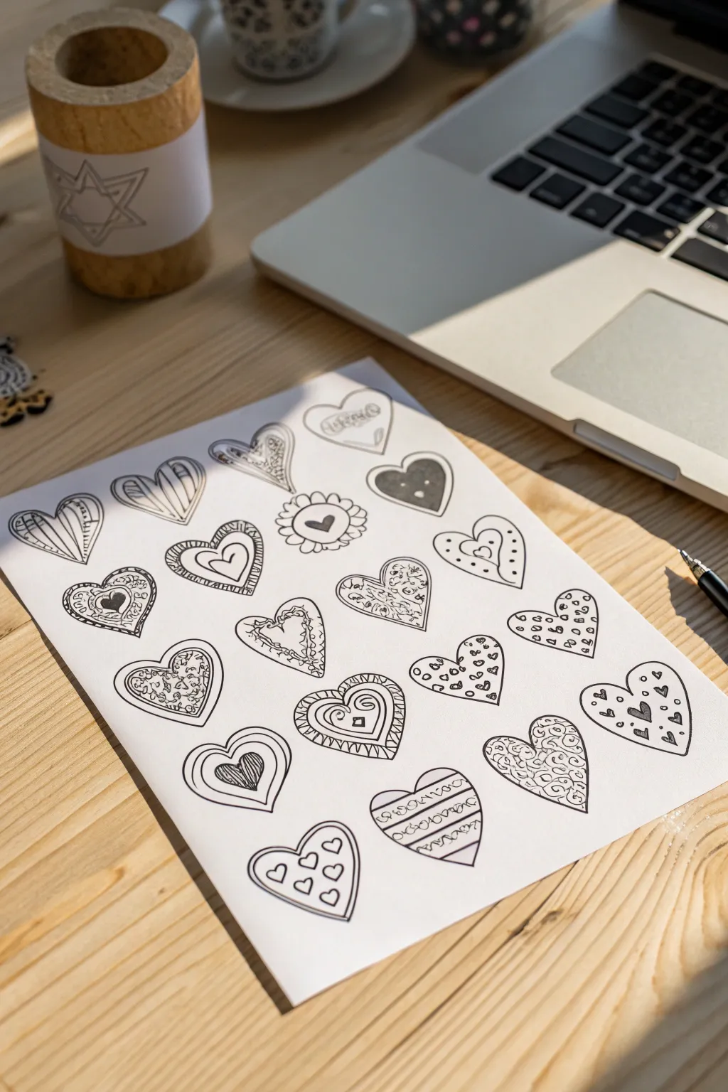 Craft your world with heart: A delightful collection of hand-drawn sticker hearts.