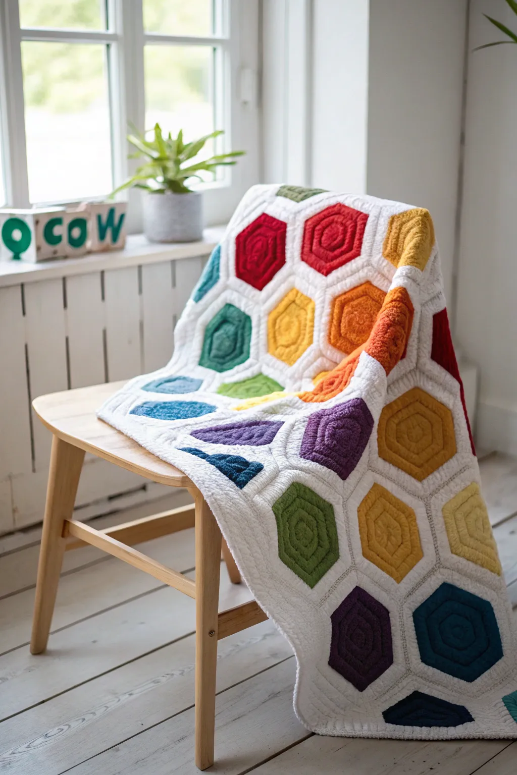 Brighten your space with a rainbow of hexagons - where simplicity meets vibrant beauty.