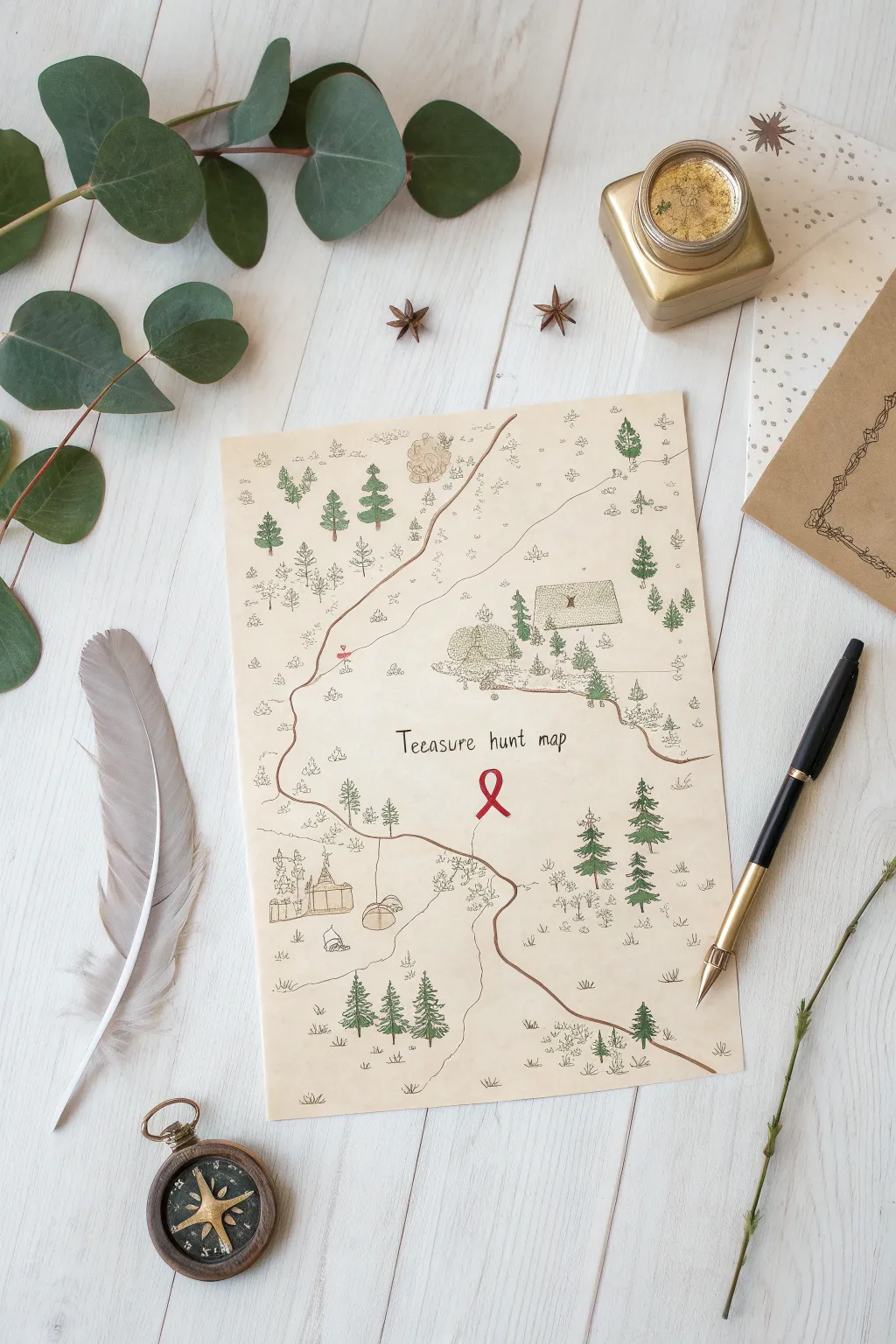 Embark on a whimsical adventure with a handcrafted treasure map that turns gift-giving into a playful journey.