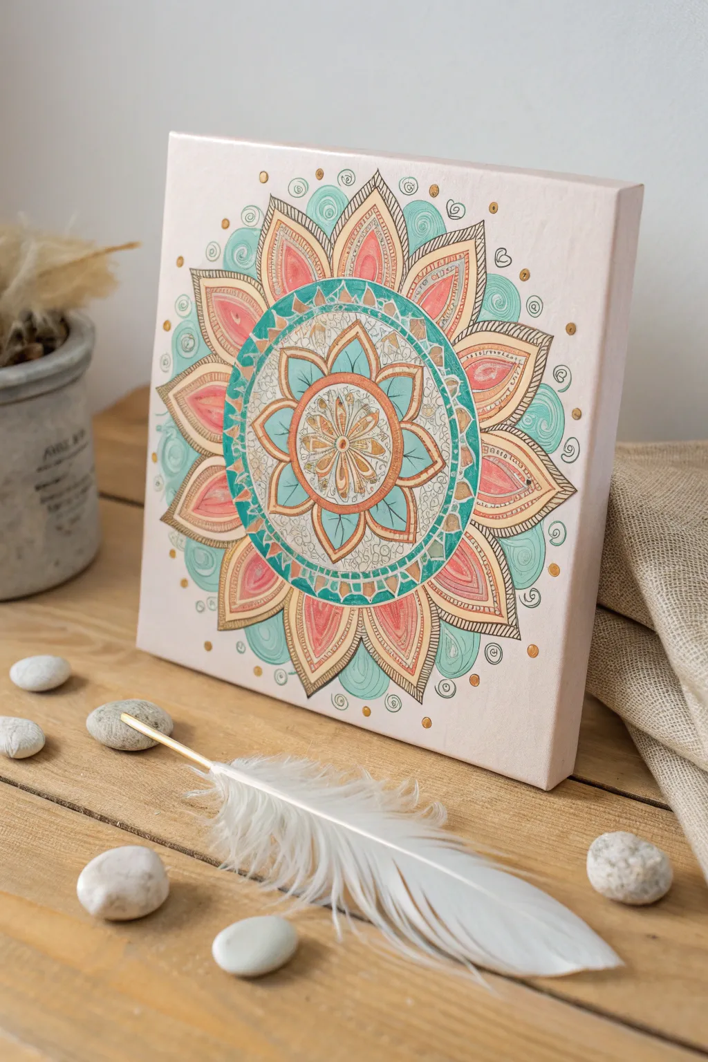 Transform your space with the serene elegance of handmade mandala art.