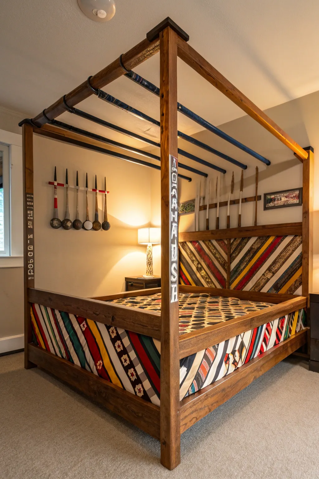 Sleep like a champion with this one-of-a-kind hockey stick bed frame—where passion meets design.