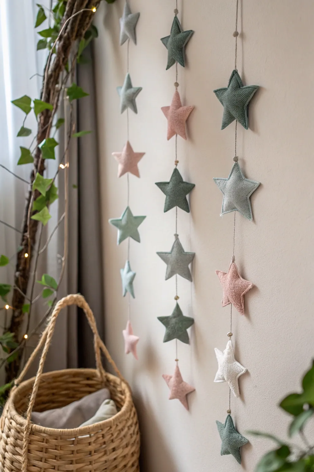 Elevate your holiday decor with a handcrafted felt star garland, bringing a cozy and festive touch to your space.