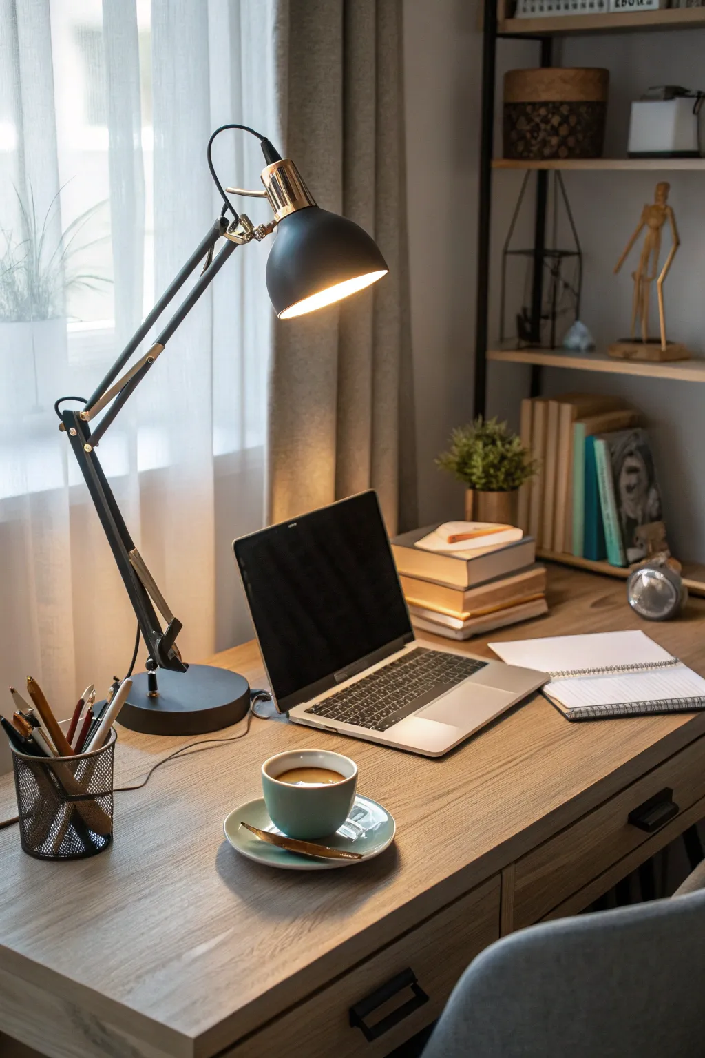 Task lighting is essential for focused work.