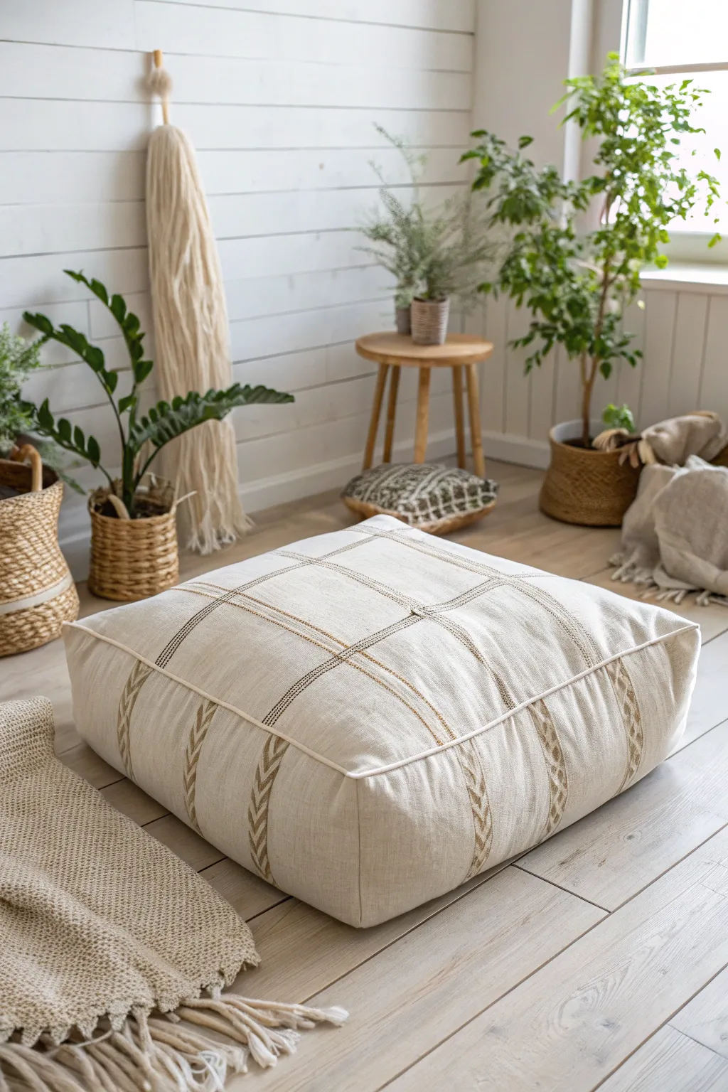Elevate your lounging experience with handcrafted floor cushions that blend simplicity and style. Perfect for any gathering!