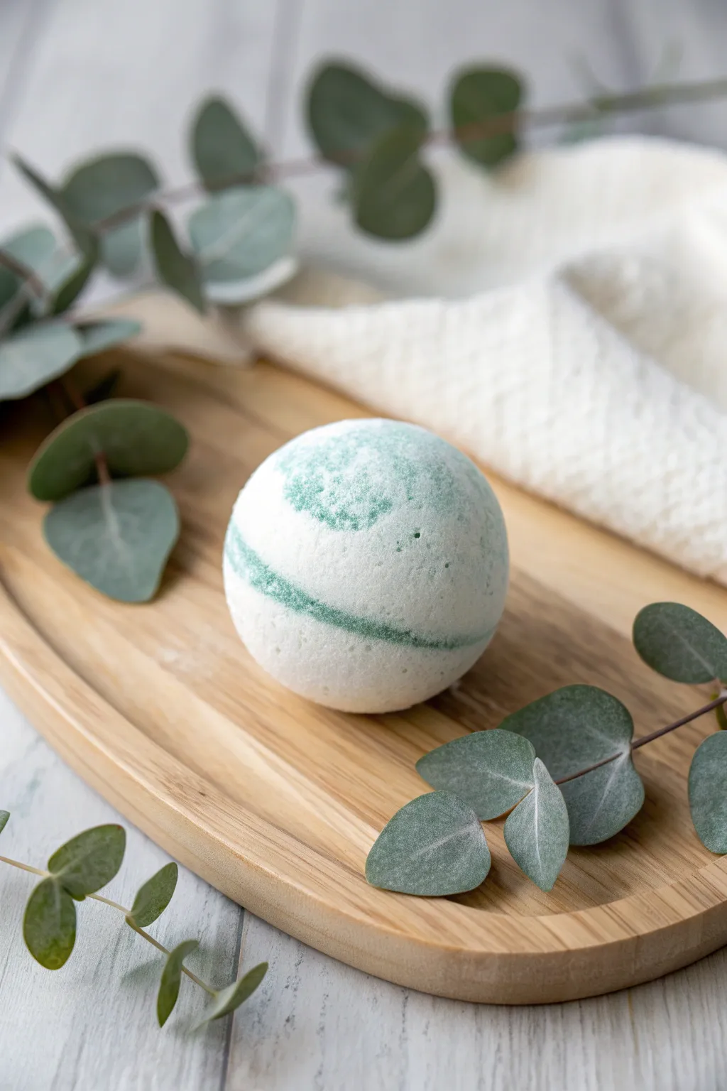 Elevate your relaxation with these beautifully crafted eucalyptus bath bombs – the perfect homemade gift for a serene spa day at home.
