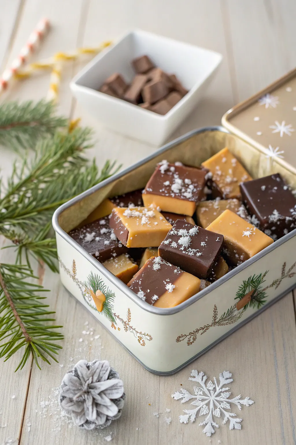 Savor the simple joys of homemade cracker candy, elegantly packaged for a touch of festive charm.