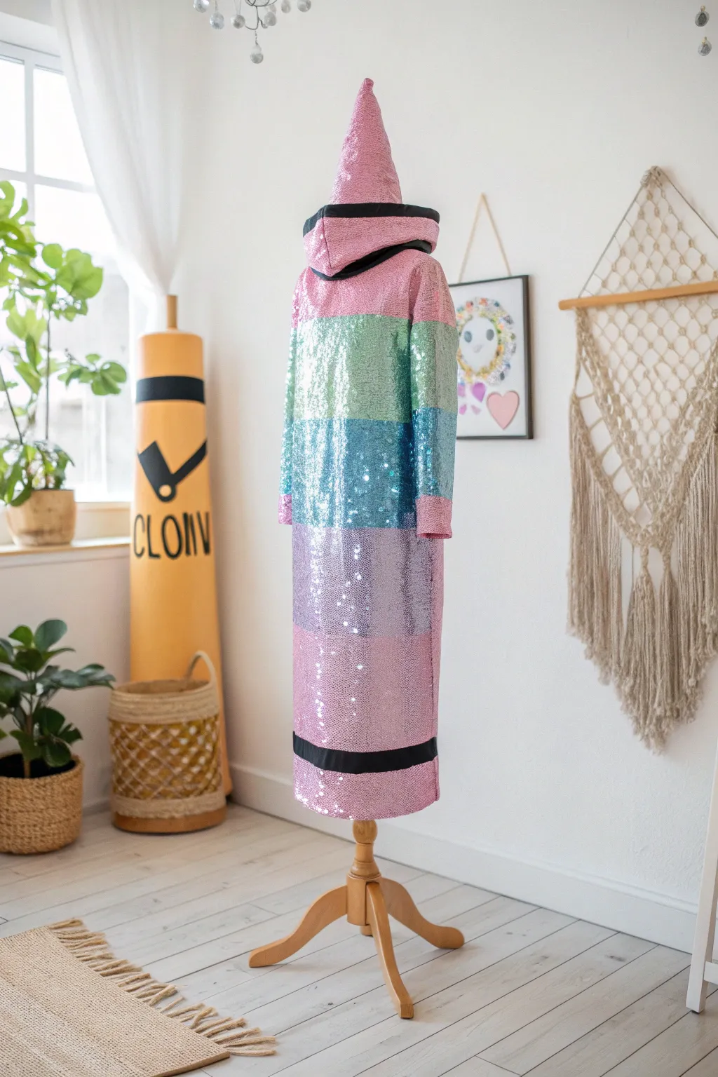Sparkle and shine with a touch of handmade elegance: the perfect crayon costume for a dazzling entrance.