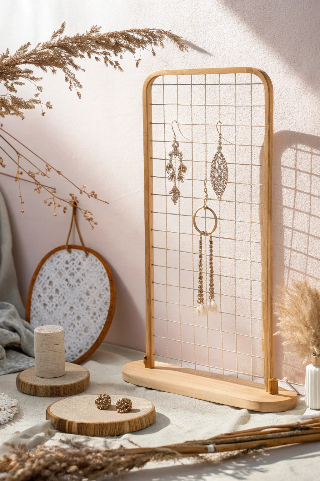Elevate your earring game with this chic and simple mesh display—where minimalism meets elegance.