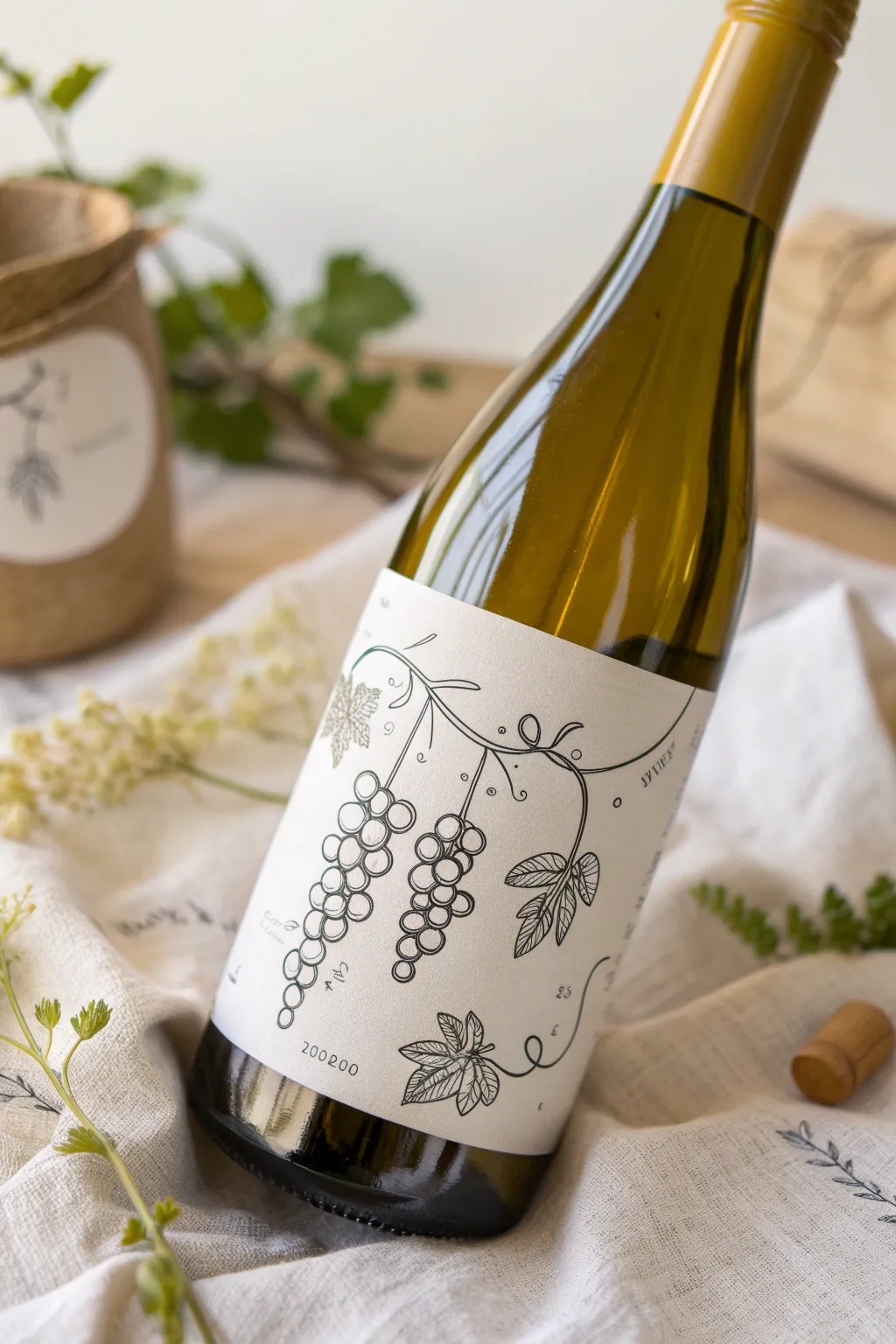 Add a whimsical touch to your homemade wine with hand-drawn doodles that capture the essence of fun and simplicity.