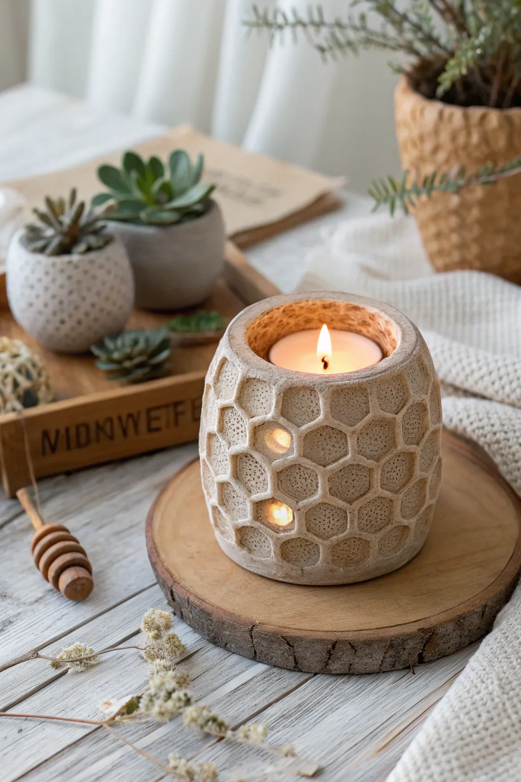 Illuminate your space with the cozy elegance of honeycomb candle holders, where simplicity meets artisanal beauty.