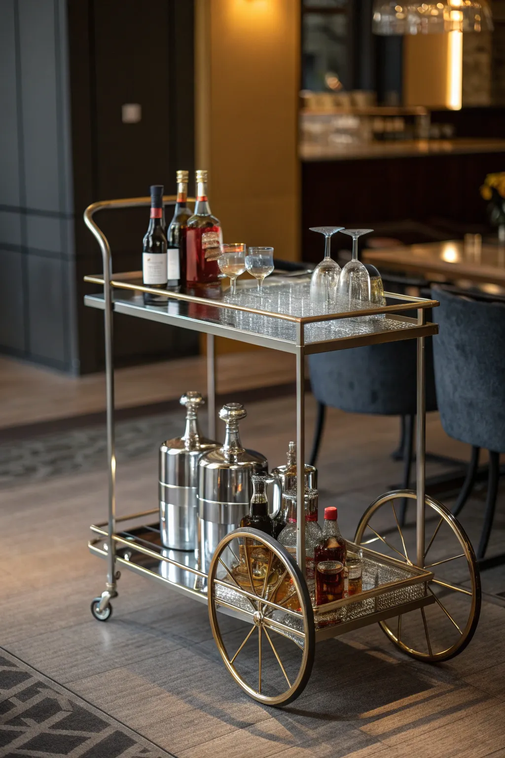 Roll in the good times with a sophisticated bar cart that's always ready to entertain.