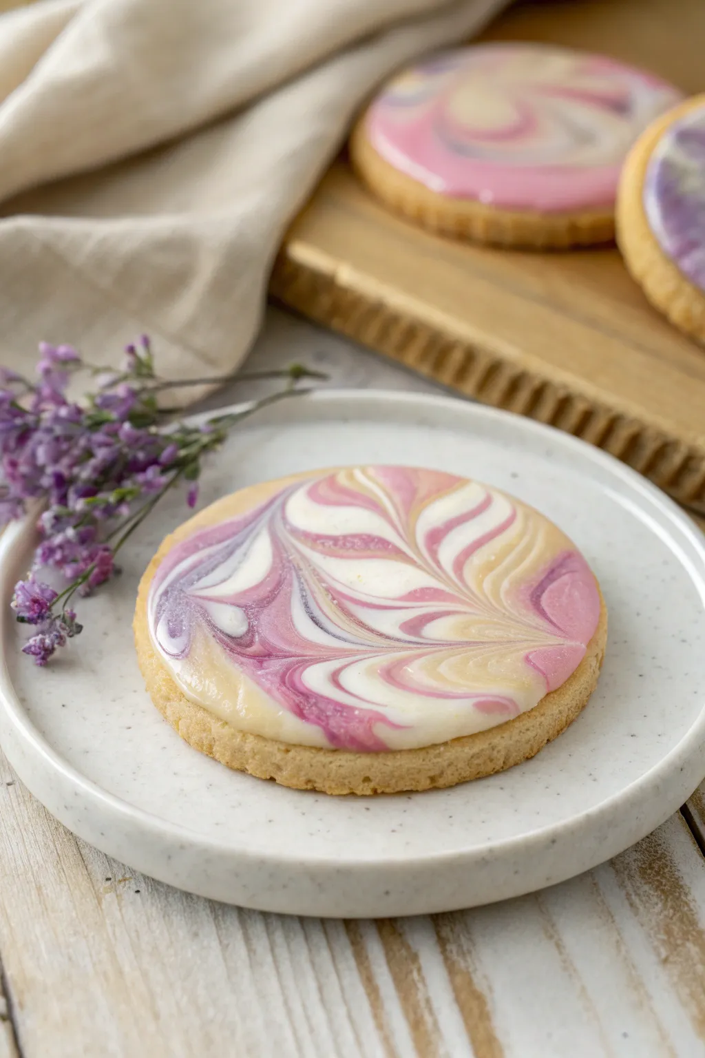 Elevate your cookie game with the enchanting art of marbled icing.
