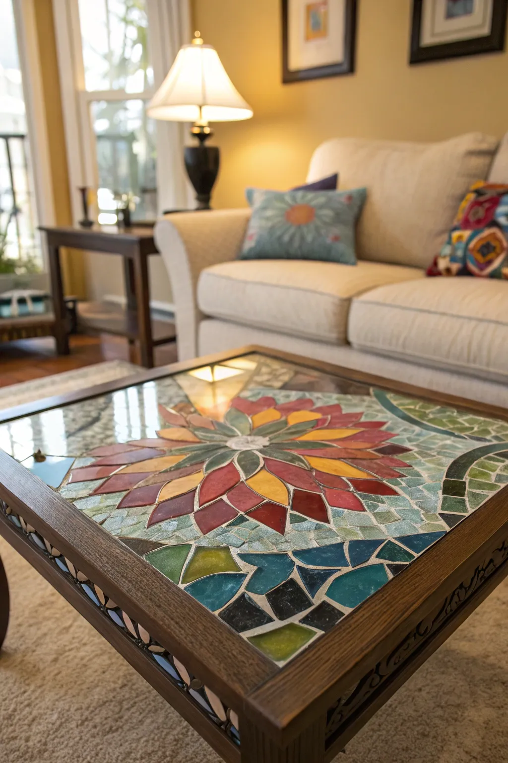 Make a statement with intricate glass mosaic art.
