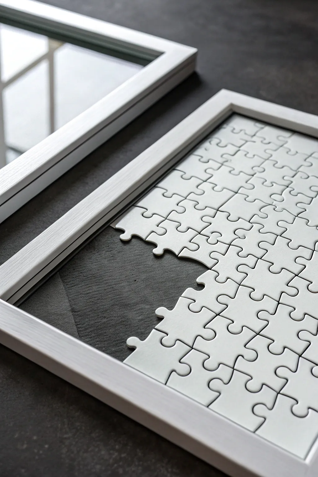 Elevate your puzzle game with frameless glass displays for a chic, modern look.