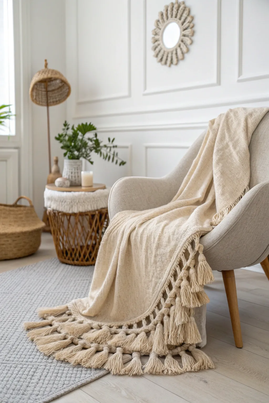 Transform your space with a touch of luxe simplicity: Giant Tassel Throw Blanket.