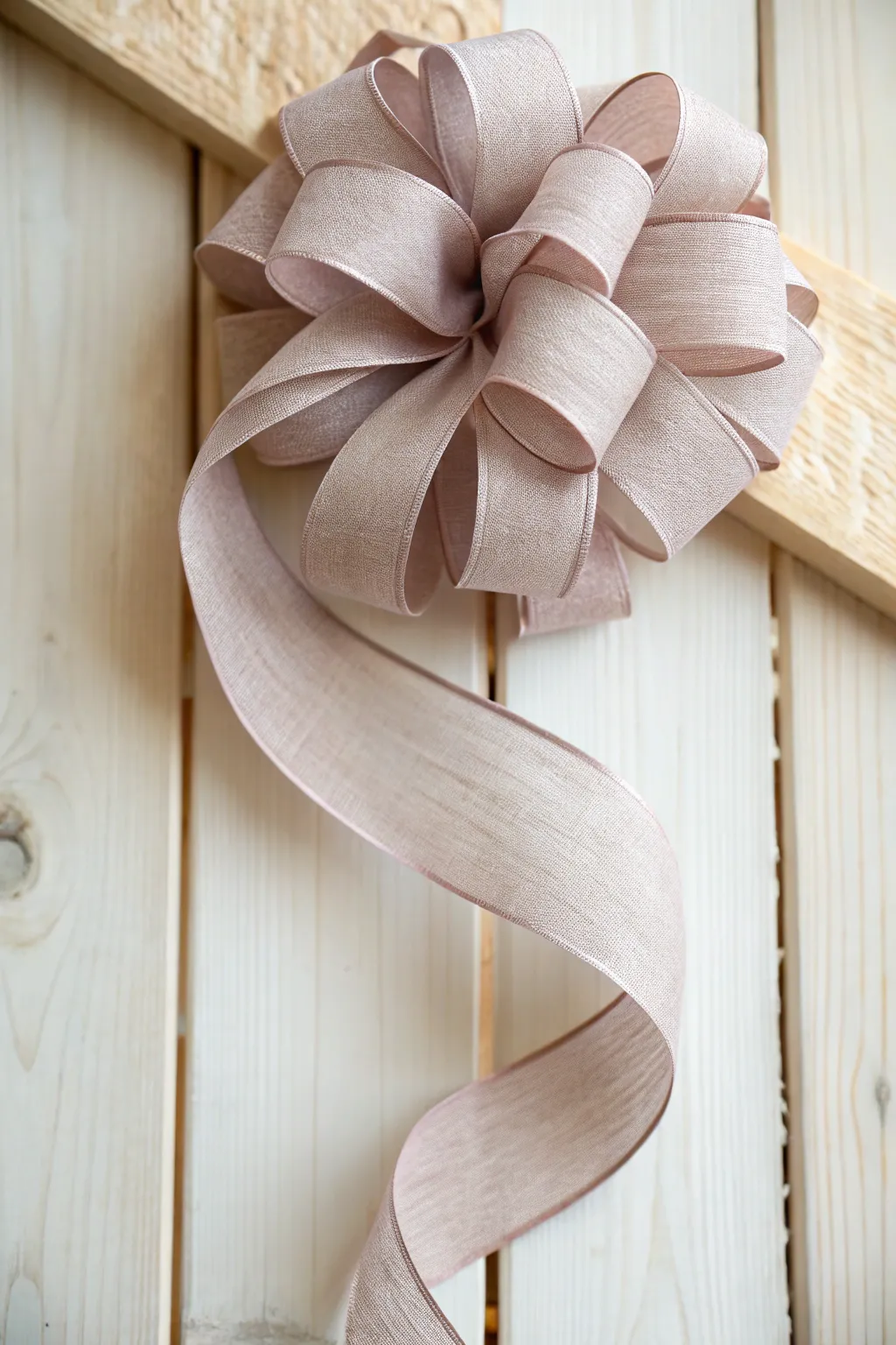 Embrace simplicity with a whimsical spiral ribbon bow, perfect for adding a touch of elegance.