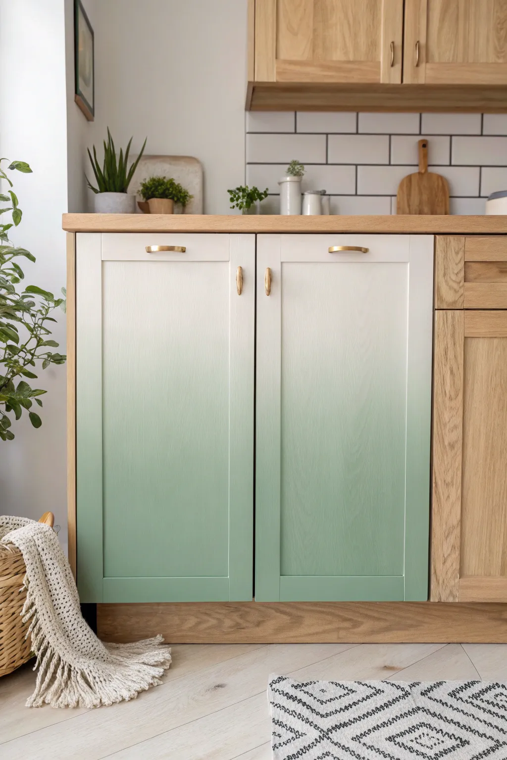 Transform your kitchen with a stunning ombre effect that adds artistic flair and natural beauty to your cabinets.