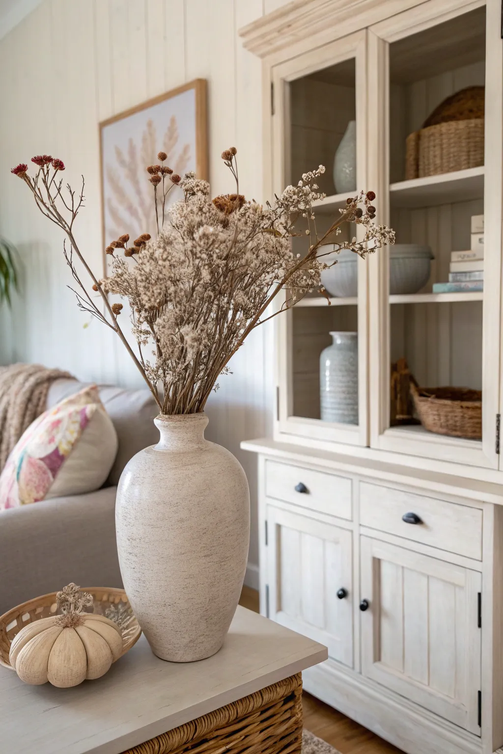 Transform your hutch with seasonal elegance—simplicity meets nature's beauty.