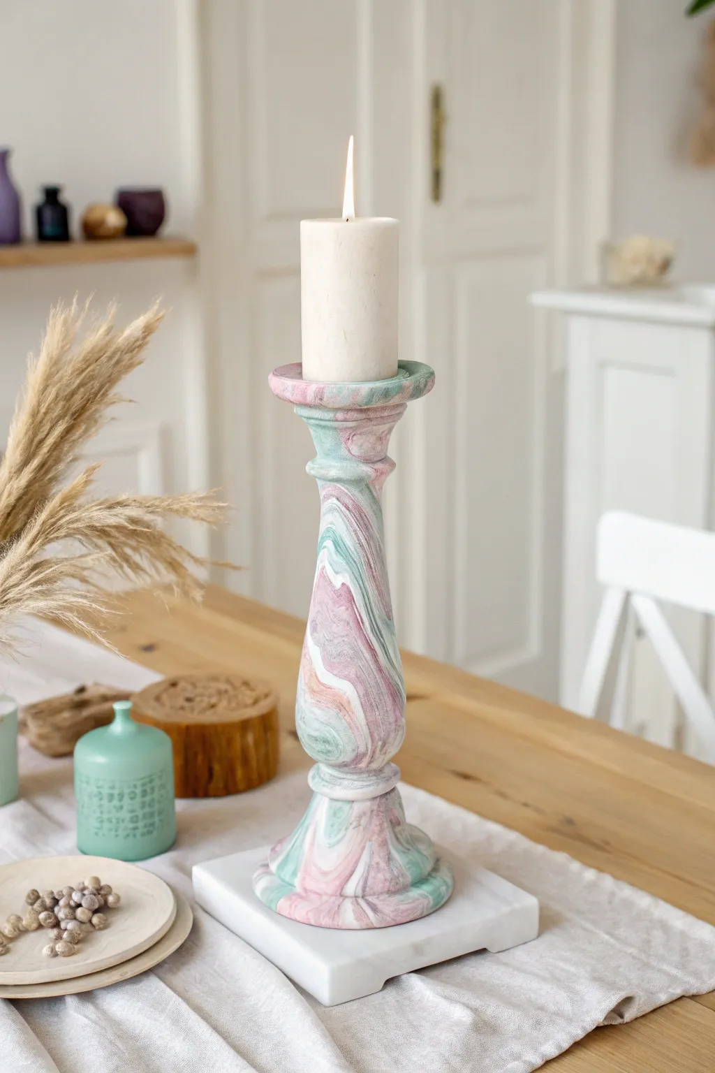 Transform your space with the subtle elegance of hydro dipped candle holders, where minimalism meets artistic flair.