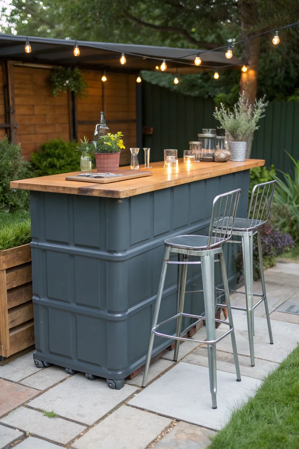 Transform your space with a chic IBC container outdoor bar—where style meets functionality for perfect summer evenings.
