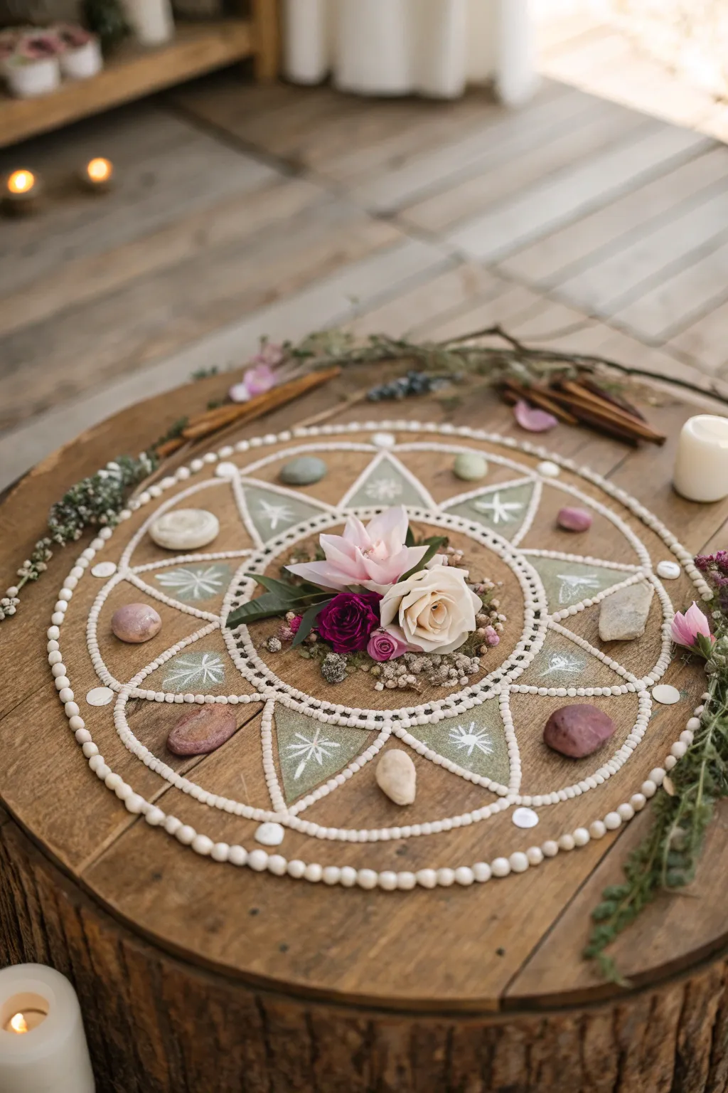 Discover the art of self-reflection through a personalized identity mandala, where nature and creativity unite.